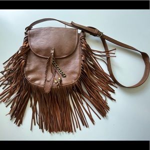 NWOT boho fringe faux leather handbag